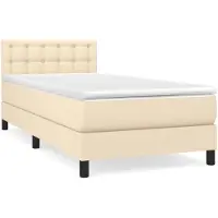 vidaXL Lit boxspring avec matelas Crème 80x200 cm Tissu