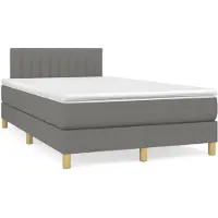 vidaXL Lit boxspring avec matelas gris foncé 120x200 cm Tissu