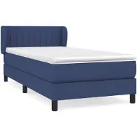 vidaXL Lit boxspring avec matelas bleu 90x200 cm Tissu