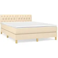 vidaXL Lit boxspring avec matelas Crème 140x200 cm Tissu