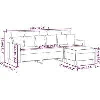 vidaXL Canapé 3 places avec pouf rose 180 cm velours