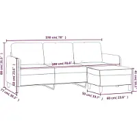 vidaXL Canapé 3 places avec pouf Marron 180 cm Tissu