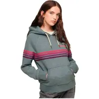 Superdry pour femme. W2011964A Sweat à capuche Rainbow à rayures bleu (S), Casuel, Coton