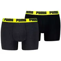 Puma Hommes, Sous-vêtements, Basic Boxer, Gris, Jaune, (lot de 2, XXL)