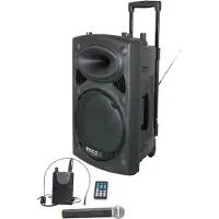 Ibiza Sound PORT12UHF-BT Enceinte Portable 700W Noire avec micros professionels