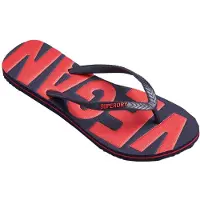 Superdry Femme Tongs Classiques Vintage Véganes, Bleu Marine &amp; Rouge, Pointure: S