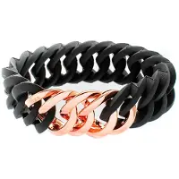 The-rubz Bracelet - Le Rubz - Petit cercle - Acier inoxydable - Silicone - 17 cm - Rose et Noir