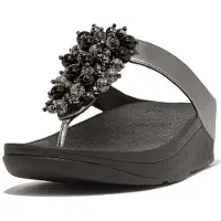 FitFlop Tongs FitFlop Femme Fino Bauble-Bead Toe-Post Sandals Pewter Black-Taille 38
