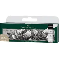 Faber-Castell Pitt Artist Pen Lot de 4 stylo à encre de Chine - Noir et blanc