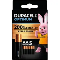 Duracell Piles AA Alka Optimum 5 Pièces