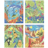 Janod Kit de coloriage pour enfants - images d'animaux dorées à colorier et à bricoler