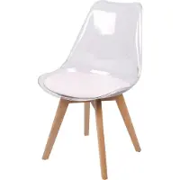 Urban Living Lot de 4 chaises translucide "Joy" avec assise rembourrée - Blanc/Beige - L 57 x l 50 x H 82 cm