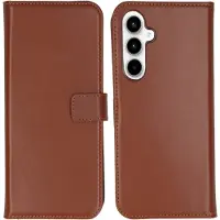 Selencia Étui portefeuille en cuir véritable Samsung Galaxy A55 - Marron clair