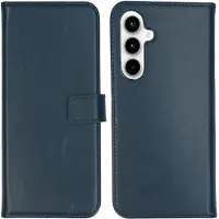 Selencia Étui portefeuille en cuir véritable Samsung Galaxy A55 - Bleu foncé