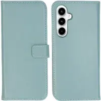 Selencia Étui portefeuille en cuir véritable Samsung Galaxy A55 - Air Blue