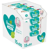Pampers Lingettes nettoyantes humides pour bébé sensibles pour peaux sensibles 15x80 pièces