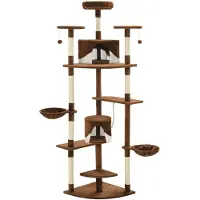 vidaXL Arbre à chat avec colonnes à griffer en sisal 203 cm brun et blanc
