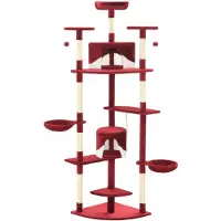 vidaXL Arbre à chat avec colonnes à griffer en sisal 203 cm rouge et blanc
