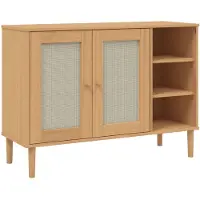 vidaXL Sideboard SENJA aspect rotin brun 112x40x80 cm bois de pin