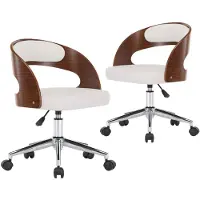 vidaXL Chaise de salle à manger 2 pcs. Pivotant Blanc Bois courbé et similicuir
