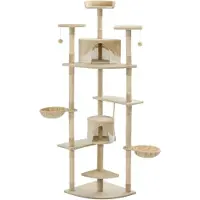 vidaXL Arbre à chat Sisal 203 cm Beige et blanc