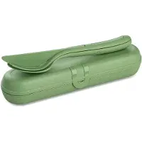 Koziol Set de couverts avec étui Klikk Ready 4 pcs, Couverts à emporter, plastique, Nature Leaf Green, 7070703