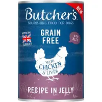 Butcher's Original Recipe in Jelly Chicken &amp; Liver 400g nourriture pour chiens, morceaux de poulet en gelée