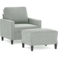 vidaXL Fauteuil avec pouf gris clair 60 cm velours