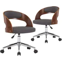 vidaXL Chaise de salle à manger 2 pcs. Pivotant Gris Bois courbé et tissu