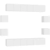 vidaXL Ensemble de 10 meubles TV blanc en bois composite