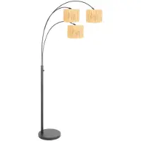 Steinhauer Lampadaire Sparkled Light noir avec des capuchons de couleur paille