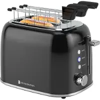 Kitchenbrothers Grille-pain 6 niveaux de chaleur - Fentes larges - Grille-pain pour machine à sandwich - 870 W - Noir