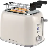 Kitchenbrothers Grille-pain avec pinces à sandwich - Grille-pain - 6 niveaux de chaleur - Fentes larges - Grille-pain pour machine à sandwich - 870 W - Beige