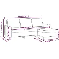 vidaXL Canapé 3 places avec pouf vin rouge 180 cm velours