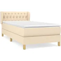 vidaXL Lit boxspring avec matelas Crème 100x200 cm Tissu