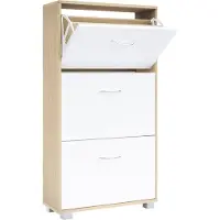 Casaria Armoire à chaussures - 3 volets - 115x60x24cm - 18 paires de chaussures - Chêne/Blanc