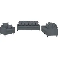 vidaXL Ensemble de canapés 3 pièces avec coussins gris foncé velours