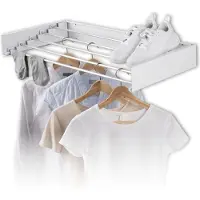 DS Produkte EASYmaxx Séchoir à linge mural pliable - 80 x 10,5 x 2,3 - 40 cm - inox/blanc