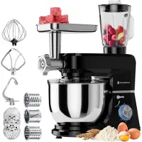 Kitchenbrothers Robot de cuisine - Set complet - 15 accessoires - 6L - 1500W - Noir