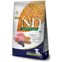 Farmina N&amp;D Ancestral Grain Dog Lamb &amp; Blueberry Puppy Mini - Agneau, myrtilles et céréales pour chiots de petites races - 2.5 kg