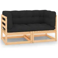 vidaXL Canapé d'angle de jardin avec coussins 2 pcs. Pin massif