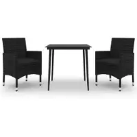 vidaXL Ensemble de jardin 3 pièces avec coussins Poly rotin et verre