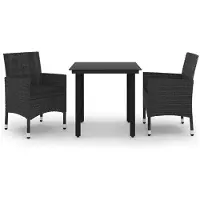 vidaXL Ensemble de jardin 3 pièces avec coussins Poly rotin et verre