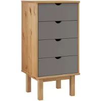vidaXL Armoire à tiroirs OTTA Marron & Gris 45x39x90 cm Bois massif