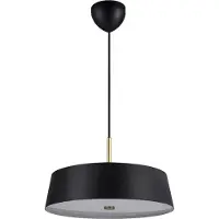 Nordlux Lustre à suspension Clasi, Variante : Ø 450 x 265 mm, 3 x 15 W, E14, noir, laiton