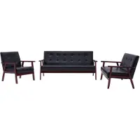vidaXL Canapé "Perach" en polyester noir. Dimensions (L/H/P) 158x73x67 cm