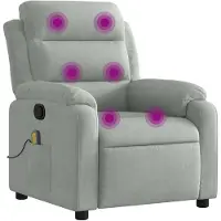 vidaXL Fauteuil de massage gris clair velours