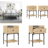 vidaXL Tables de chevet 2pcs chêne sonoma 40,5x31x60cm bois ingénierie