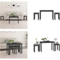 vidaXL Tables gigognes 3 pcs Gris Bois de pin massif
