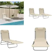 vidaXL Bain de soleil pliable 2 pcs. Crème Textilène et acier
